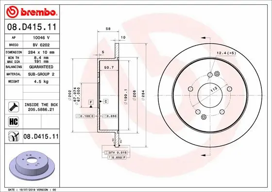 Stabdžių diskas BREMBO 08.D415.11