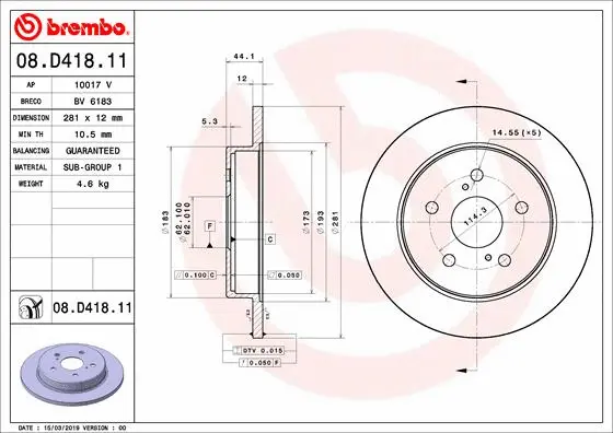 Stabdžių diskas BREMBO 08.D418.11