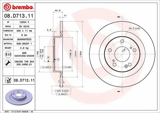 Stabdžių diskas BREMBO 08.D713.11
