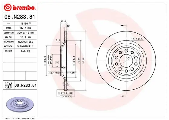 Stabdžių diskas BREMBO 08.N283.81