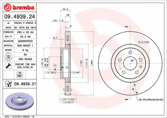 Stabdžių diskas BREMBO 09.4939.21