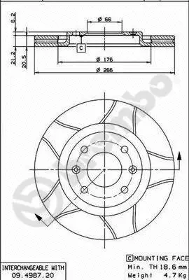 Stabdžių diskas BREMBO 09.4987.76