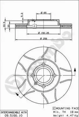 Stabdžių diskas BREMBO 09.5166.75