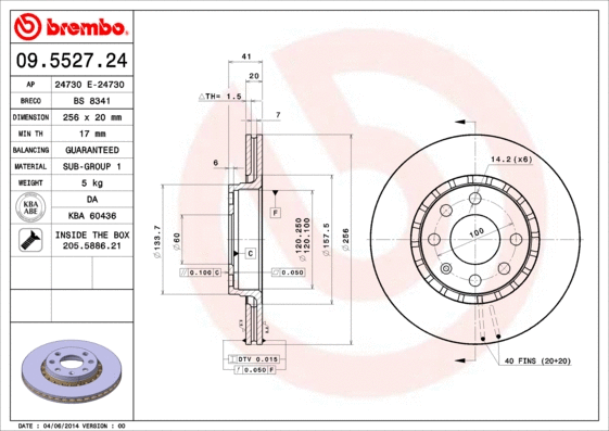 Stabdžių diskas BREMBO 09.5527.24