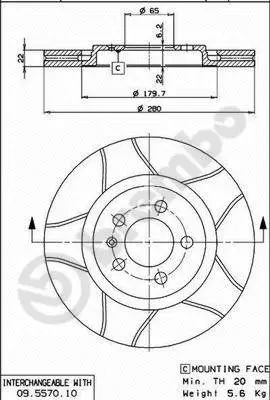 Stabdžių diskas BREMBO 09.5570.75