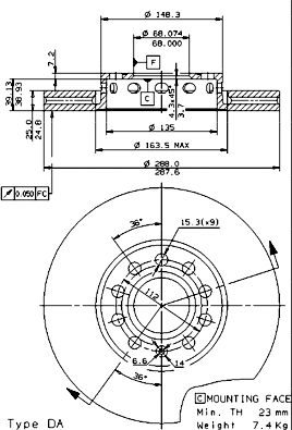 Stabdžių diskas BREMBO 09.5745.21