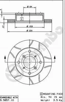 Stabdžių diskas BREMBO 09.5857.75