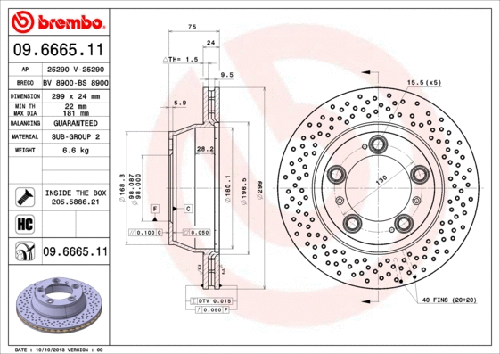 Stabdžių diskas BREMBO 09.6665.11