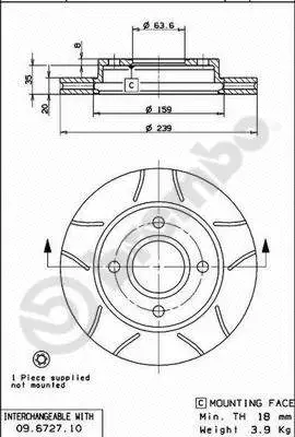 Stabdžių diskas BREMBO 09.6727.77