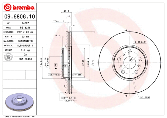 Stabdžių diskas BREMBO 09.6806.10