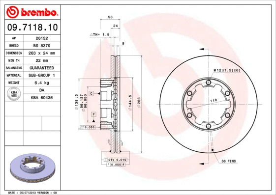 Stabdžių diskas BREMBO 09.7118.10