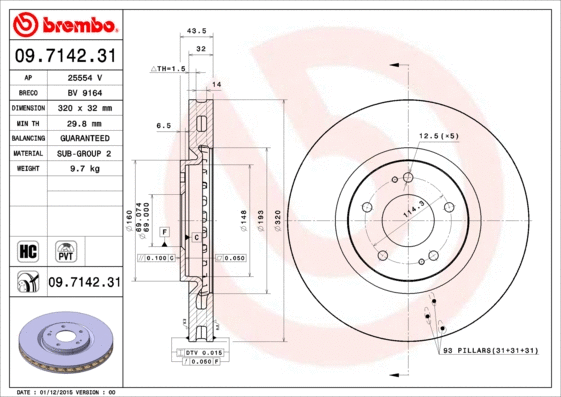 Stabdžių diskas BREMBO 09.7142.31