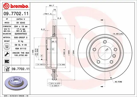 Stabdžių diskas BREMBO 09.7702.11