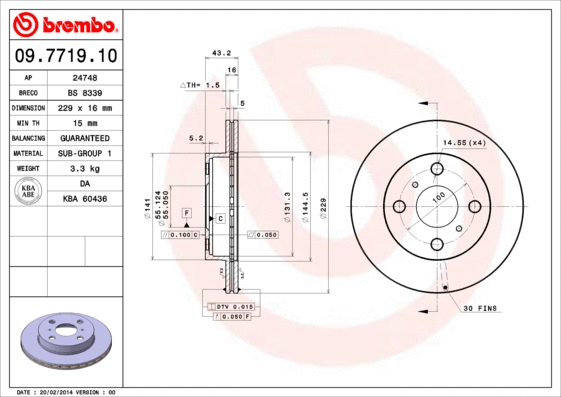 Stabdžių diskas BREMBO 09.7719.10