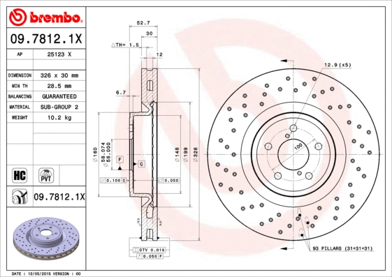 Stabdžių diskas BREMBO 09.7812.1X