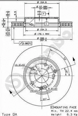 Stabdžių diskas BREMBO 09.8411.11