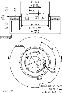 Stabdžių diskas BREMBO 09.8681.11