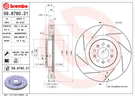 Stabdžių diskas BREMBO 09.8780.21