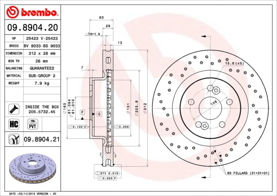 Stabdžių diskas BREMBO 09.8904.21