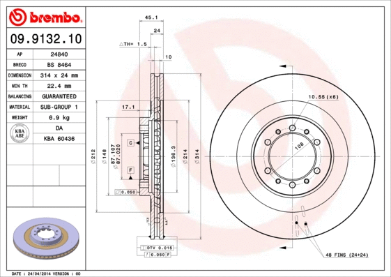 Stabdžių diskas BREMBO 09.9132.10