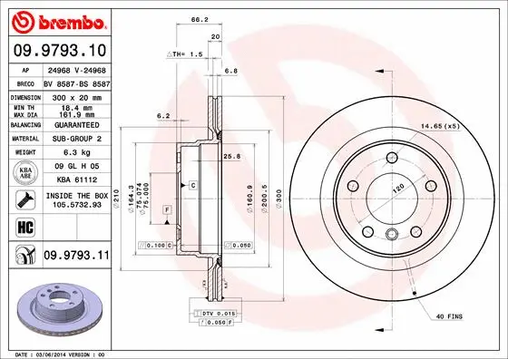 Stabdžių diskas BREMBO 09.9793.11