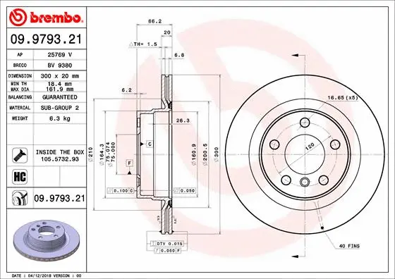Stabdžių diskas BREMBO 09.9793.21