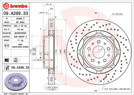 Stabdžių diskas BREMBO 09.A299.33