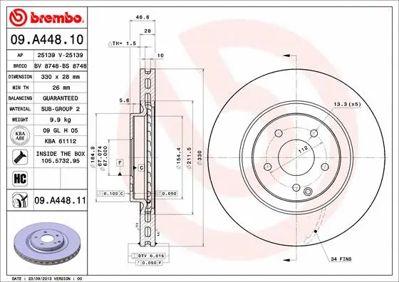 Stabdžių diskas BREMBO 09.A448.11