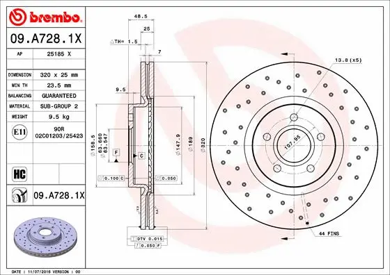 Stabdžių diskas BREMBO 09.A728.1X