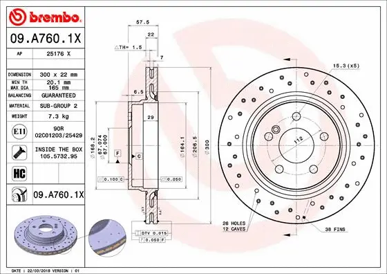 Stabdžių diskas BREMBO 09.A760.1X