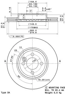 Stabdžių diskas BREMBO 09.A761.11