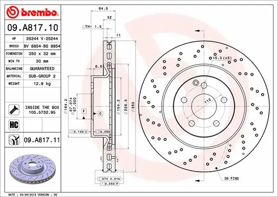 Stabdžių diskas BREMBO 09.A817.11