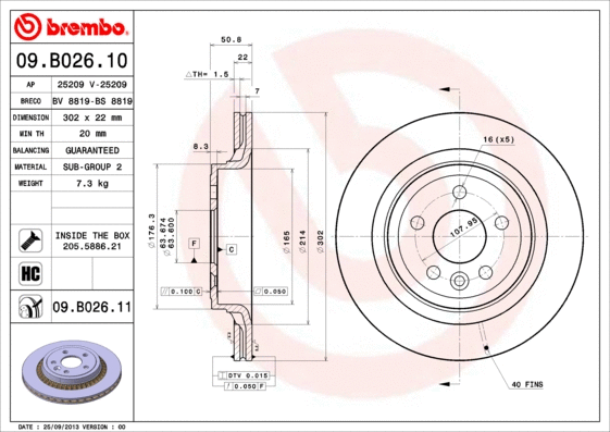 Stabdžių diskas BREMBO 09.B026.11
