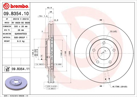 Stabdžių diskas BREMBO 09.B354.11