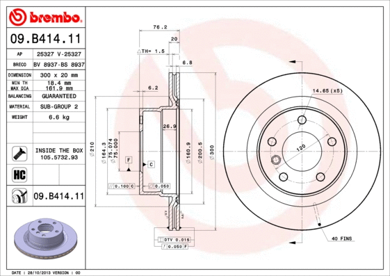 Stabdžių diskas BREMBO 09.B414.11