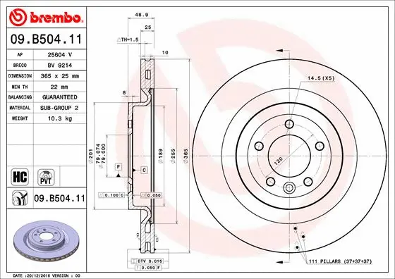 Stabdžių diskas BREMBO 09.B504.11
