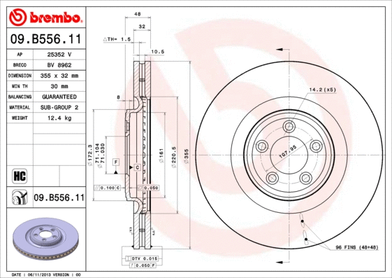 Stabdžių diskas BREMBO 09.B556.11