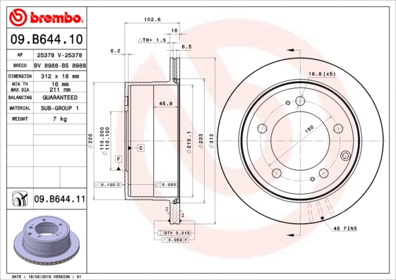 Stabdžių diskas BREMBO 09.B644.11