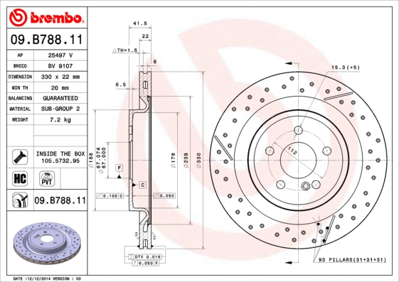 Stabdžių diskas BREMBO 09.B788.11