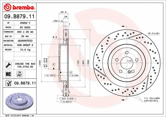 Stabdžių diskas BREMBO 09.B879.11