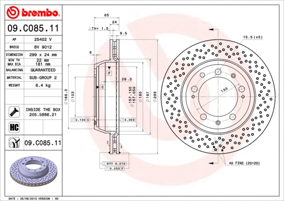 Stabdžių diskas BREMBO 09.C085.11