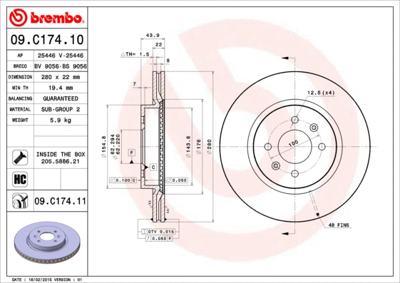 Stabdžių diskas BREMBO 09.C174.11