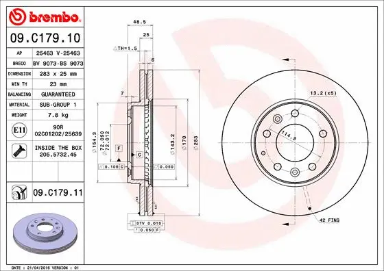 Stabdžių diskas BREMBO 09.C179.11