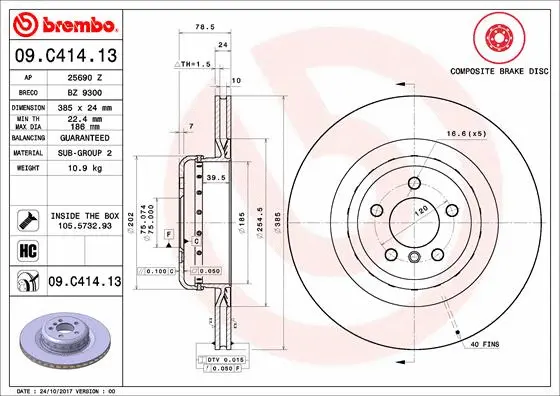 Stabdžių diskas BREMBO 09.C414.13
