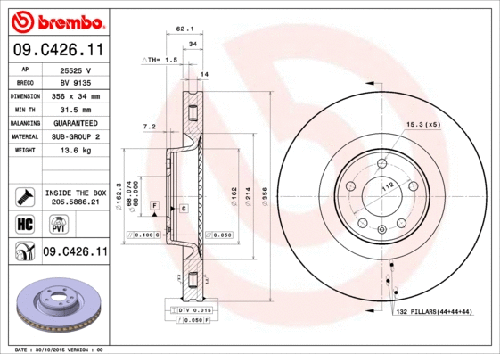 Stabdžių diskas BREMBO 09.C426.11