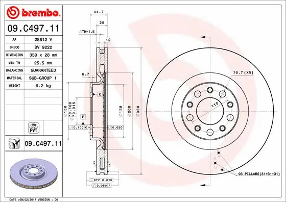 Stabdžių diskas BREMBO 09.C497.11