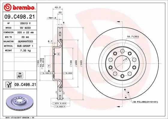 Stabdžių diskas BREMBO 09.C498.21