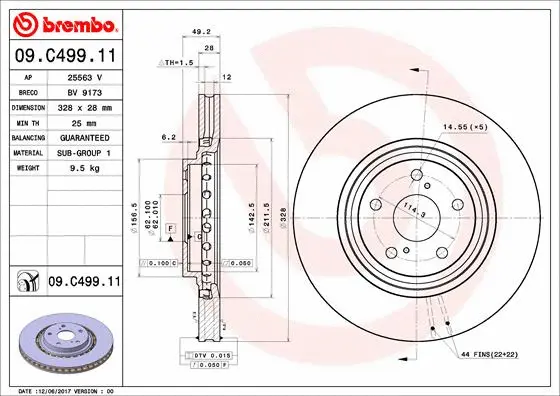 Stabdžių diskas BREMBO 09.C499.11