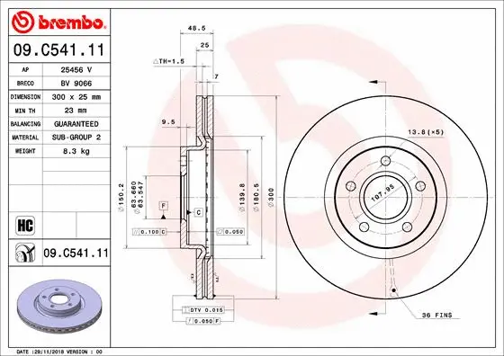 Stabdžių diskas BREMBO 09.C541.11