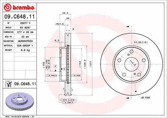 Stabdžių diskas BREMBO 09.C648.11